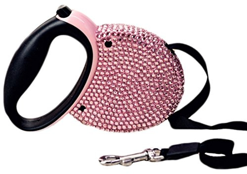 Süße Rollleine Ausziehbare Strass Hundeleine Walking Leine Einziehbare Welpen Kleine Mittlere Hunde Haustier Katzen Erziehungsleine Schleppleine Aufrollbare Retractable Leash Hundeführleine (pink)