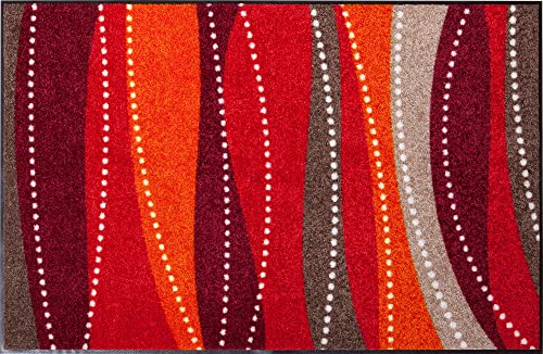 Erwin Müller Fußmatte Saarburg, Schmutzfangmatte, Sauberlaufmatte - rutschfest, langlebig, pflegeleicht, für Fußbodenheizung geeignet, ca. 7 mm Höhe - rot Größe 80x150 cm