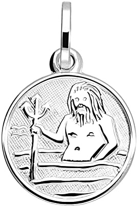 My Gold Damen Kinder Anhänger Sternzeichen Sterlingsilber 925 (Ohne Kette) Echtes Silber Klein Ø 12mm Mini Rund Tierkreiszeichen Zodiac round