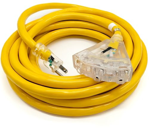 25 ft 10 Gauge Extension Cord - Outdoor Extension Cord Waterproof - Heavy Duty Outdoor Extension Cords 25 ft with Multiple Outlets - Watts Wire - 25' Grounded - extensiones electricas