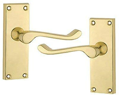Jiyo.Outdoor Victorian Scroll Lever Latch Handles, Brass 120x40mm | Includes screws and spindle for quick installation on 120mm x 40mm backplates, with a metal build for durability.