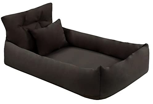 Juelle Orthopädisches Hundebett Kunstleder Hundesofa mit Orthopädischer Matratze für Große Hunde Abnehmbarer Bezug, Maschinenwaschbar, Hugo L-XXL (100x80 cm, Schwarz)
