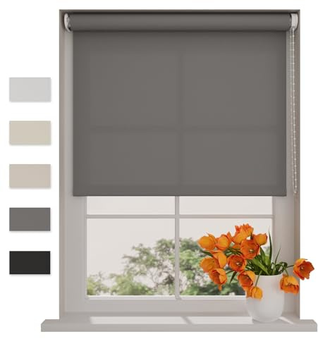 DTCH® Lichtdurchlässiges Rollo, grau, 90 x 190 cm | Für Fenster, Sichtschutz bei Tageslicht, Wand- Decken- oder Klemmfix-Montage, Breiten bis 240 cm, kindersicher, Kettenzug