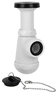 Cofan Siphon Bouteille | Avec Sortie de Ø40 mm | Avec Raccord de 1 1/2 x 70 | Valve pour Lavabo et Bidet | Fabriqué en Polypropylène | Joint Conique Réducteur de Ø32 mm