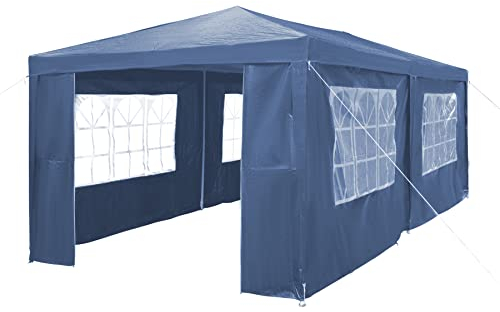 Gazebo con lati, 3 x 6 m, impermeabile, con telaio in acciaio verniciato a polvere, perfetto per feste, compleanni, matrimoni, picnic, posto auto coperto (blu)
