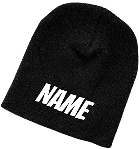 Schnoschi Schwarze Strickmütze (Beanie Mütze) mit Namen Bestickt für Herren, Damen, Jugendliche und Kinder