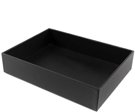 ROCKING GIFTS Vaciabolsillos Polipiel Rectangular Negro, para Entrada Recibidor, Bandeja Llaves Cuero Sintético Decorativo, 24 cm