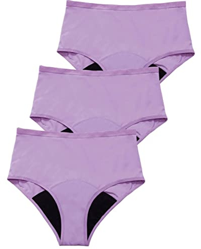 MYLILY® Periodenunterwäsche I Bio-Baumwolle I Periodenunterwäsche auslaufsicher I Nachhaltig & waschbar I Inkontinenz I Schwangerschaft & Wochenbett geeignet (3x High Waist Flieder, M)