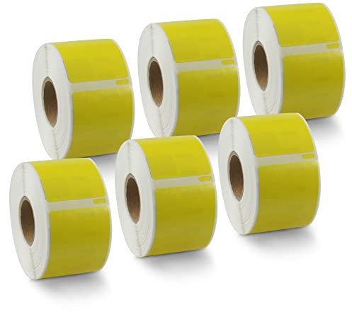 BETCKEY - 6 Rollos 99012 Etiquetas de Color(Amarillo) Compatible con DYMO S0722400, 36mm x 89mm, 1560 Etiquetas de Dirección Grandes para LabelWriter 450, 4XL, No se aplica 550 o 5XL