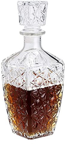 Bouteille à boire en cristal Carafe à spiritueux en verre, carafe à whisky avec bouchon hermétique, carafe à liqueur