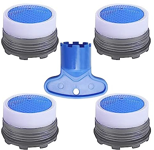 BOETOADG 4PCS Faucet Aerator M16.5, Plug-In Faucet Aerator Faucet Restrictor Replacement Parts for Kitchen Bathroom Sink Aerator with Key Removal Wrench Tool, 1.2GPM, 16.5mm/0.65inch