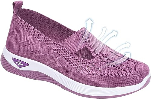 Stafeny Ortopediska sneakers för kvinnor | Hands Free Lanyards Skor | Utomhus vandring för kvinnor, Andningsbara ortopediska skor, Lila, 40 EU