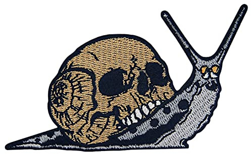 Aufnäher, bestickt, Design: Schädelschnecke, zum Aufbügeln oder Aufnähen