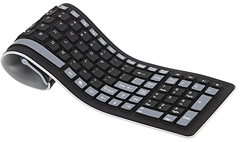 HUIOP Clavier sans Fil 2.4G 107 Touches Clavier Anti-poussière en Silicone Souple Pliable Portable pour Ordinateur de Bureau et Portable, Plug and Play