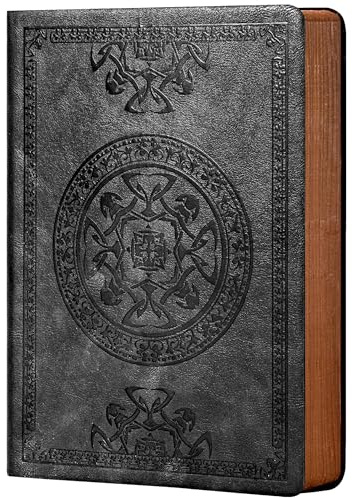 CAGIE Cuaderno A5 Rayado de Cuero Diario para Adultos Cubierta Suave 288 Páginas Cuadernos Vintage para Escribir Diario de Viaje Diario para Hombres, 5,7'' X 8,3'', Negro