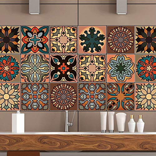 20 Stück Fliesenaufkleber 15x15CM Klebefliesen Fliesen Sticker Selbstklebend Fliesensticker Wasserfest Marokkanischer Fliesen Aufkleber für Küche