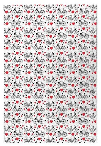 Koxitip Romantic Theme,Puzzle Board,Portable Wooden Jigsaw Puzzle for Adults,Bicycle Valentine'S Day Love Image,Birthday Gift for Family and Friends,Red Black Plastic Box 1000PCS