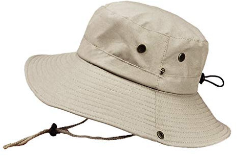 Anglerhut Fischerhut Boonie hat Outdoor-Schutzhut Sommer-Verstellbare Angeln Feste Eimer Fischerhut Bedrucken (Beige, One Size)