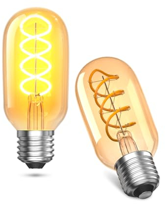 Lamptobe Dimmable Vintage Ampoule LED E27, 4W Rétro Edison Ampoule Spiral LED Filament Blanc Chaud 2700K Equivalent à 40W, Antique Ampoule Decorative Pour Café Bars Restaurant (Verre Ambré, Lot de 2