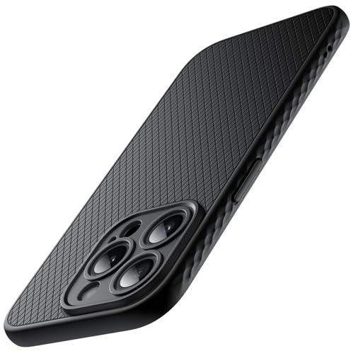 JETech Griff Hülle für iPhone 15 Pro Max 6,7 Zoll, Weiche TPU Dünn Passform Schützende Handyhülle mit Vollständig Kameraschutz, Stoßfest (Schwarzes Titan)
