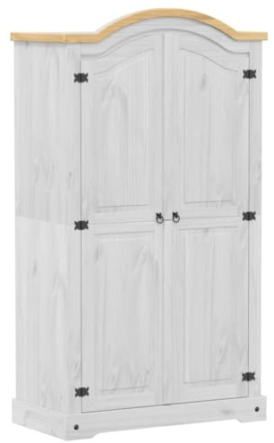 vidaXL Garderob Corona vit 102x52x186 cm massiv furu, hatthyllor, klädstång, klädförvaring, klädskåp, klädstänger, jackhängare, garderob, garderober