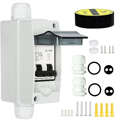 DEWIN Interruptor de Separación DC 12V-1000V 32A 2P Disyuntor Solar en Miniatura Disyuntor de Circuito Interruptor de Protección para Sistema Solar
