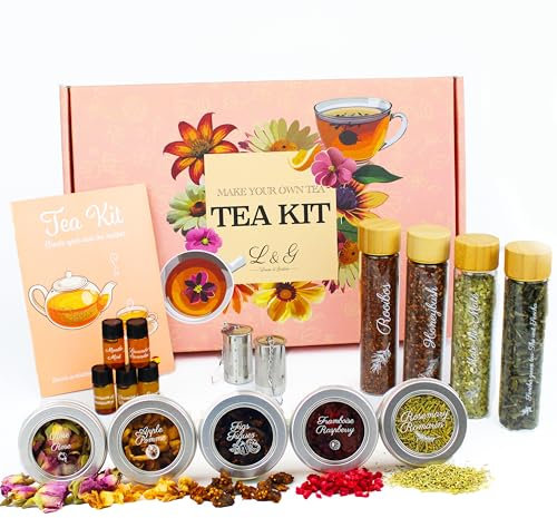 L&G® - Kit thé infusion préparation et dégustation - Honeybush, Rooibos, Vert Sancha, Maté - Infuseurs inclus - Coffret cadeau thé DIY - Noël, anniversaire - Made in France - Ingrédients de qualité