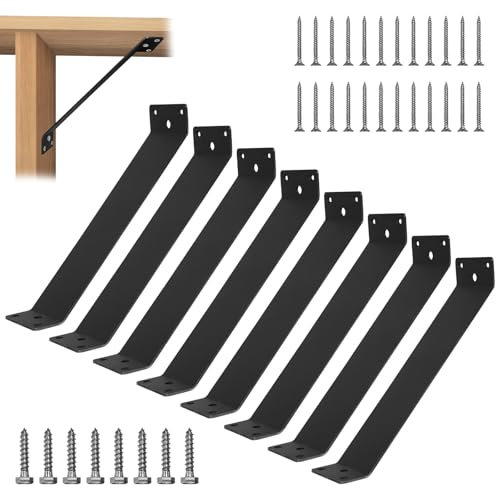 Rasugarlary 27,9 x 7,6 cm Innenmontage, 45-Grad-Winkel-Halterung, 8 Stück, robuste Verbindungsstücke, Eckstreben, Innengelenk für Holzpfosten und Balken, Schreibtischkante, Pergola, Pavillon, DIY-Kit