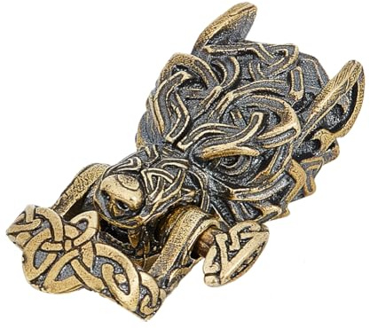 HOBBIESAY 1 pièce de Fermoir à Manille Complexe en Forme de Loup Finition Dorée Antique Boucle de Bracelet en Laiton de Style Tibétain Corde Tressée Tête d'animal Fermoir de Bracelet en Paracorde