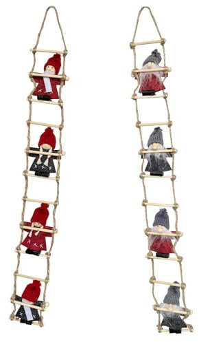 NITNOEI 2 Piezas de Adornos de Escalera de Navidad, Anciano en una Escalera, Decoración Colgante para el árbol de Navidad, Muñecas en una Escalera, Decoración de Navidad, Decoración de Chimenea.