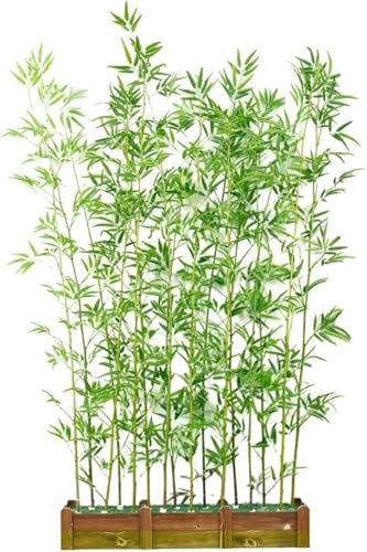 Künstliche Bambuspflanze, simulierte grüne Pflanze, Bambusornamente, Pergola, Terrasse, Garten, Raumteiler, Außenlandschaftsdekoration, Zaun, Holzsockel (Farbe: 3,3 Fuß/1 m H, Größ