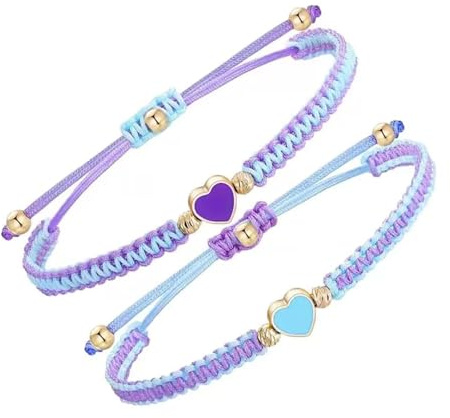 TIutmivo Lot de 2 bracelets d'amitié en forme de cœur - Bracelet en corde tressée - Réglable - Pour couples et meilleurs amis