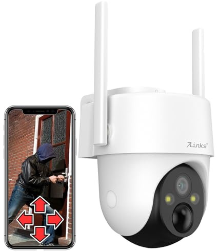 7links Outdoor Kamera Akku: 4G / LTE-Pan-Tilt-Überwachungskamera, 2K-Auflösung, Akku, App, außen (Überwachungskamera mit SIM Karte, SIM Kamera, IP)