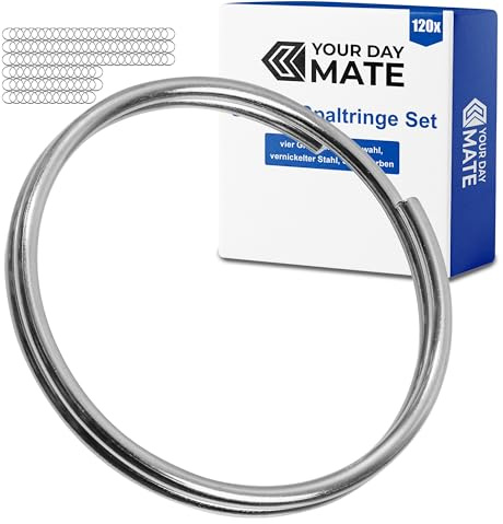 Stabile Spaltringe, Ø 12 mm aussen, 120 Stück, aus gehärtetem Stahl, in Silber-farben, DIY Schlüsselringe Schlüsselanhänger, Schlüssel Organisation, Ringe basteln, Metall O-Ringe Kit, Ösenringe Set