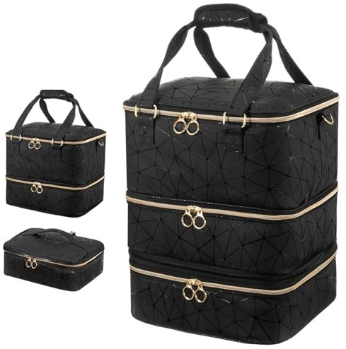 Nail Polish Organizer, Three Layer Nail Technician Case, Makeup Bag Cosmetic Case, Pu Nail Varnish Storage, Portable Nail Bag, Waterproof Nail Kit Supplies Organizer Travel Storage Bags