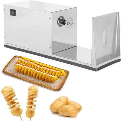 Affettatrice a Spirale Elettrica Per Patate, Macchina Per Torre Di Patate Commerciale, Tagliapatate a Spirale In Acciaio Inossidabile, Con Controllo Dell'interruttore, Per Uso Commerciale Domestico