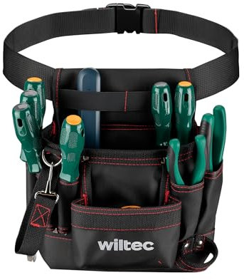 Wiltec Werkzeuggürteltasche 24 x 28 cm bis 15 kg, Werkzeug Gürteltasche 7 Fächer, Werkzeugtasche mit Gürtel verstellbar, robuste Arbeitstasche