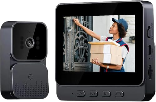 RUICUBEI Sonnette sans Fil avec Camera,Écran IPS de 4,3 Pouces Sonnette sans Fil Exterieur Etanche, Audio Bidirectionnel,Étanche, Supporte Le Stockage Cloud,Sonnette pour Famille