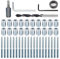 Jeu de Vis D'épissure pour Meubles, 20 Pièces M6 × 25 Insert Fileté et M6 Vis Double Filetage, avec Embout Torx T15, Foret de Positionnement de 9 mm, aux Meubles en Bois (argent)