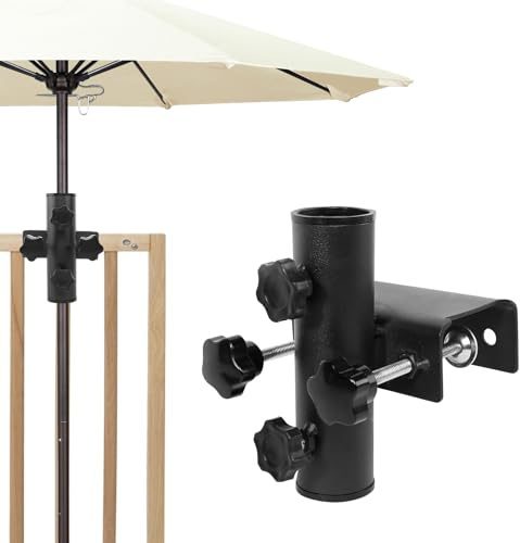 GFUEIGJ Sonnenschirmhalter Balkongeländer Klemmbar Schirmhalterung Balkongeländer Universelle Sonnenschirm Halterung Balkon Sonnenschirm Halterung für Eckige Geländer