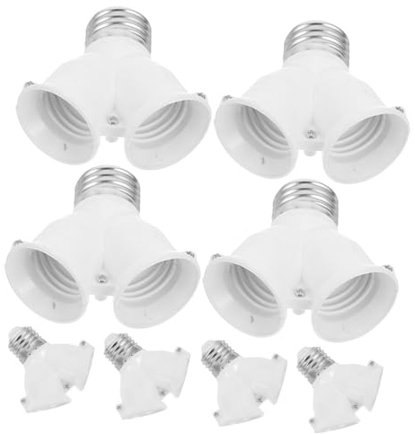 Lurrose Adattatore per Lampadina E27 Design a Doppio Attacco in Plastica e Metallo, Angoli Regolabili, Versatile per Illuminazione Interna, Confezione da 10 Pezzi