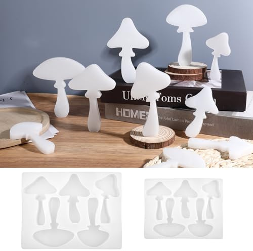 10 Stück Pilz Silikonform Herbst, 3D Silikonformen Gießformen Pilze, Kerzenformen zum Gießen für Kerzen, Epoxidharz, Gips, DIY Bastelarbeiten und Halloween Heimdekoration