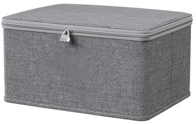 Galenecx Scatola di Chiusura, 30 x 20 x 14cm Scatola Portaoggetti Pieghevole con Coperchio, Scatole con Serratura di Sicurezza con Manico, Organizer in Tessuto, Per Vestiti Libri Giocattoli