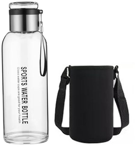 Xoeryoy Botella de Agua de Vidrio de borosilicato, Botella de infusor de té de Vidrio Transparente de 1000 ml, Vaso de té portátil con infusor y Manga de Taza para Bebidas, Jugo