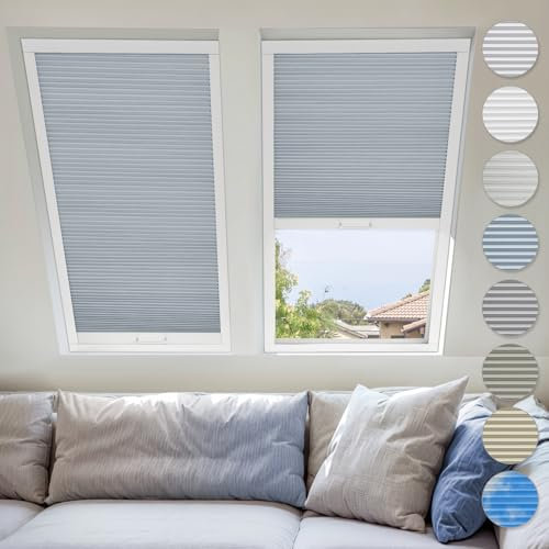 Tende a nido d'ape per lucernario, facili da installare, per finestre da tetto inclinate, finestre, oscuranti, colore blu latte