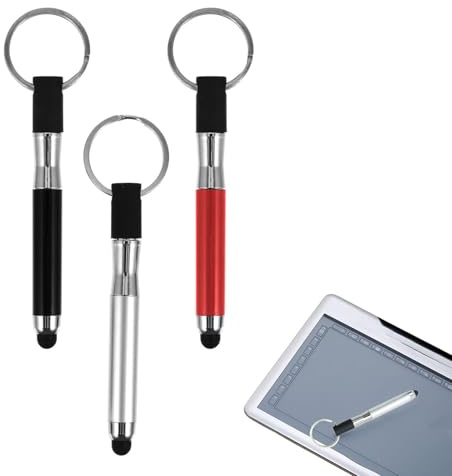 EUYKQNOI 3 PCS Stylos Tactiles 3 en 1 avec Porte-clés, stylet tablette ultra-sensible + Stylo à Bille, Compatible avec iPhone/Samsung/Tablettes - Idéal Bureau, Cadeau Professionnel ou Usage Quotidien