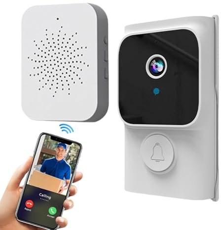 Caméra De Sonnette sans Fil - Interphone De Sonnette Intelligente | Caméra De Sécurité avec Communication Bidirectionnelle Et Vision pour Entrée Extérieure Jardin Mur Portail Maison