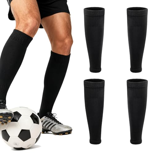 YIHAOH 2 Paar Stutzen Kinder Fußball, Schwarze Atmungsaktive Stutzen, Stulpen Fussball Jungs, Geeignet für Fußball, Basketball, Laufen, Radfahren und Marathonlaufen