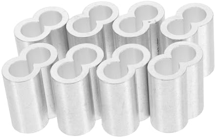 IMIKEYA 8 piezas Virolas Ovaladas de Aluminio para Cable Abrazaderas Dobles para Cables de Acero Manguitos Resistentes para Conexiones Seguras Fácil Engaste para Múltiples Aplicaciones