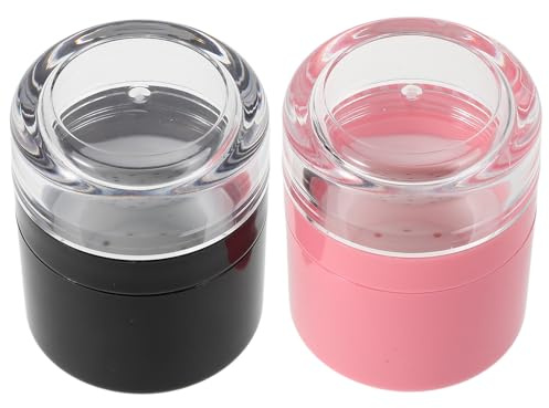 STOBAZA Caja Rellenable de Plástico para Polvo Suelto 2 Piezas (5 G) con Espejo y Aplicador de Esponja, Botellas Portátiles para Champú Seco y Control de Grasa Línea del Cabello, Adecuado